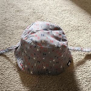 Kids Gray Patterned Bucket Hat with Chin Strap